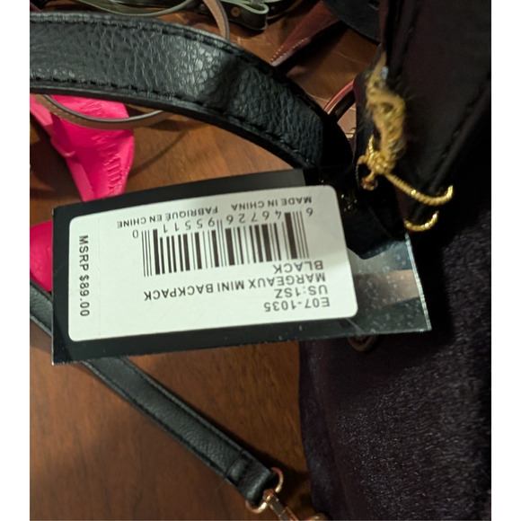 BEBE Quilted Black Velvet Mini Backpack Gold Hardware NWT - Picture 6 of 7